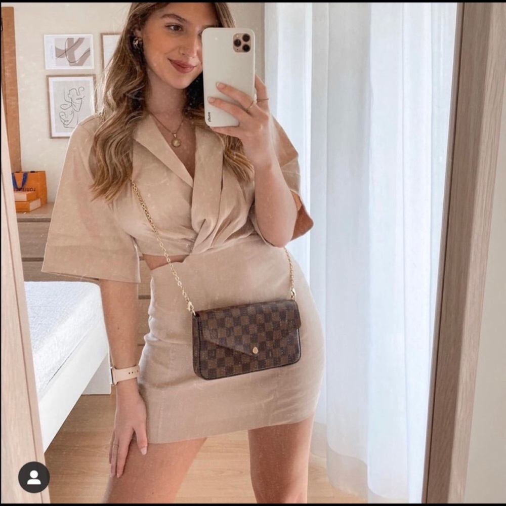 ZARA TAN CUTOUT DRESS BRAND NEW